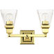Mission 2 Light 15 inch Polished Brass Vanity Sconce Wall Light