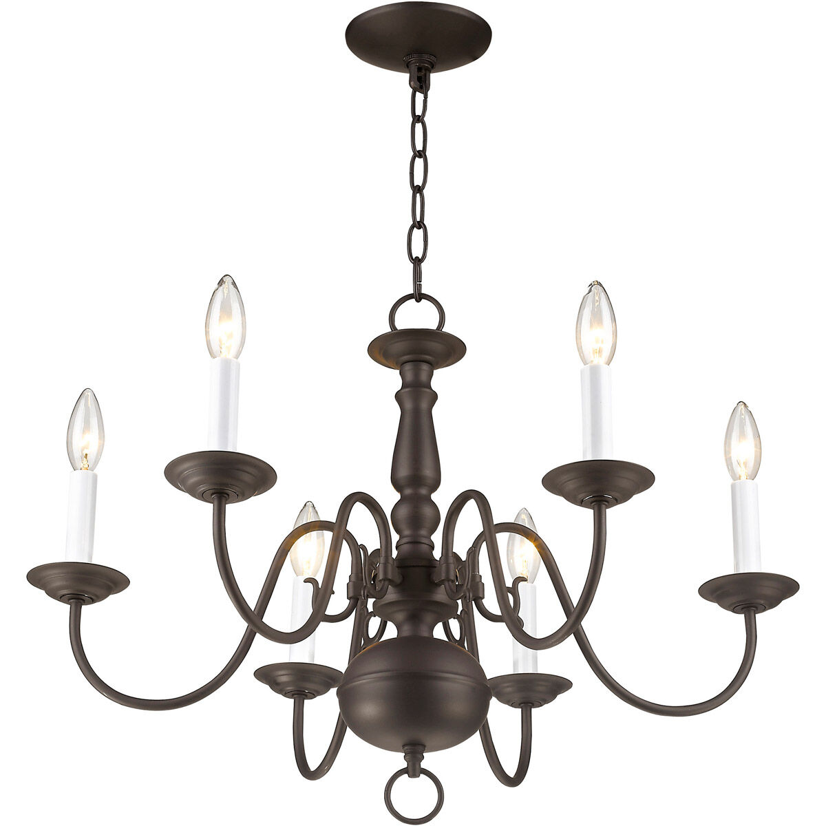 Williamsburgh 6 Light 24 inch Bronze Chandelier Ceiling Light