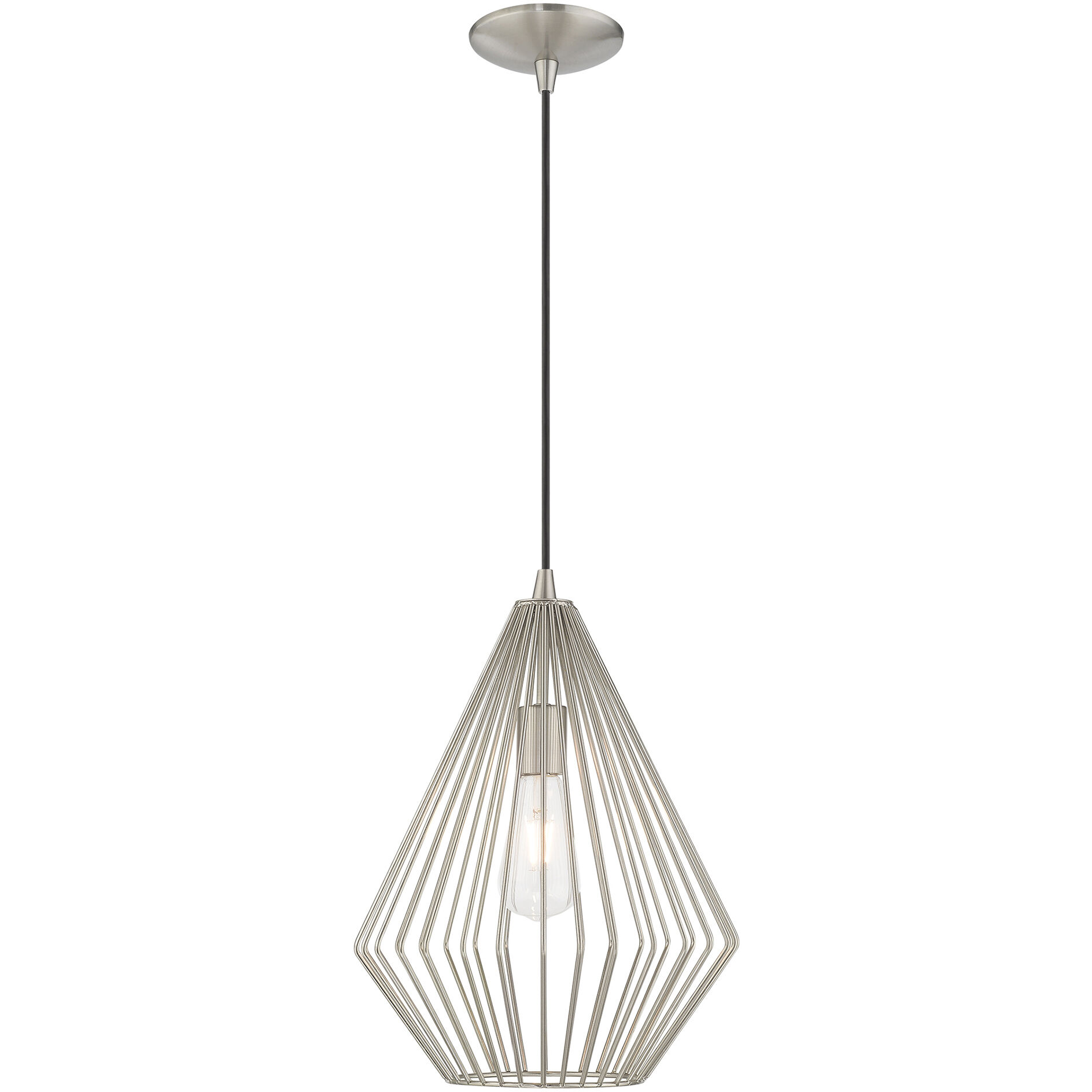 Geometric 1 Light 12 inch Brushed Nickel Mini Pendant Ceiling Light