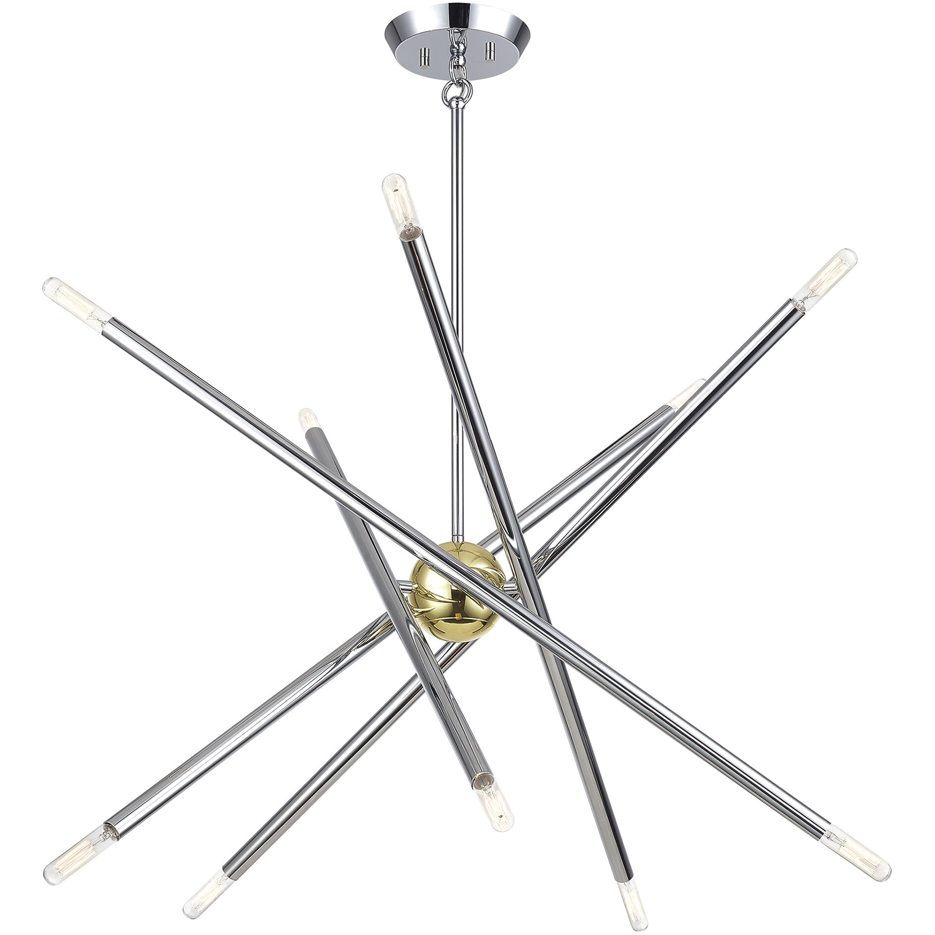 Soho 10 Light 28 inch Polished Chrome with Polished Brass Accents Chandelier Ceiling Light