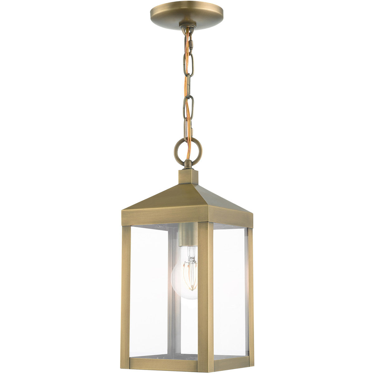 Nyack 1 Light 6 inch Antique Brass Outdoor Pendant Lantern