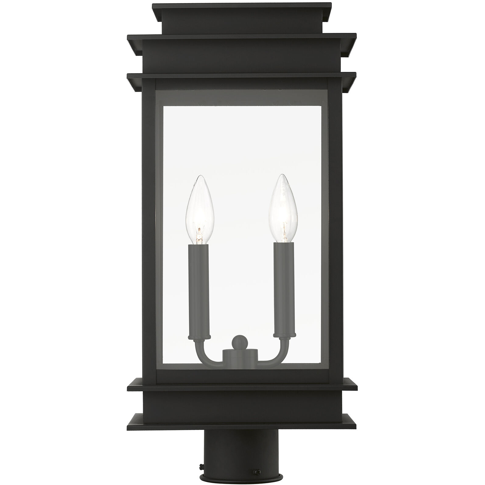 Princeton 2 Light 21 inch Black with Polished Chrome Outdoor Post Top Lantern, Large