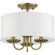 Brookdale 3 Light 13 inch Antique Brass Semi-Flush Mount Ceiling Light