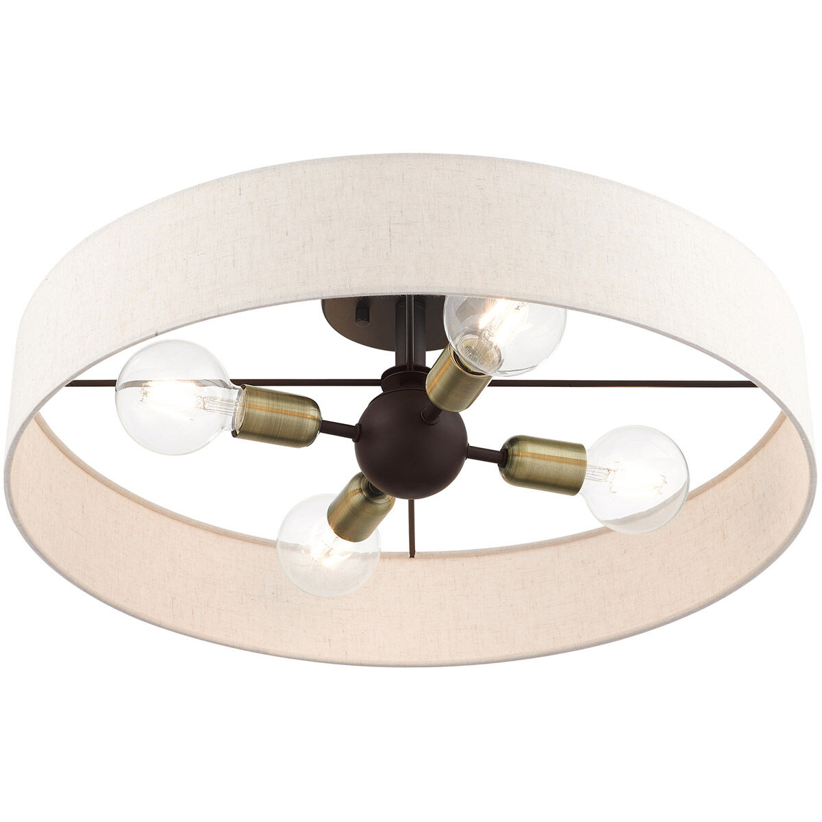 Venlo 4 Light 22 inch Bronze with Antique Brass Accents Semi Flush Ceiling Light 