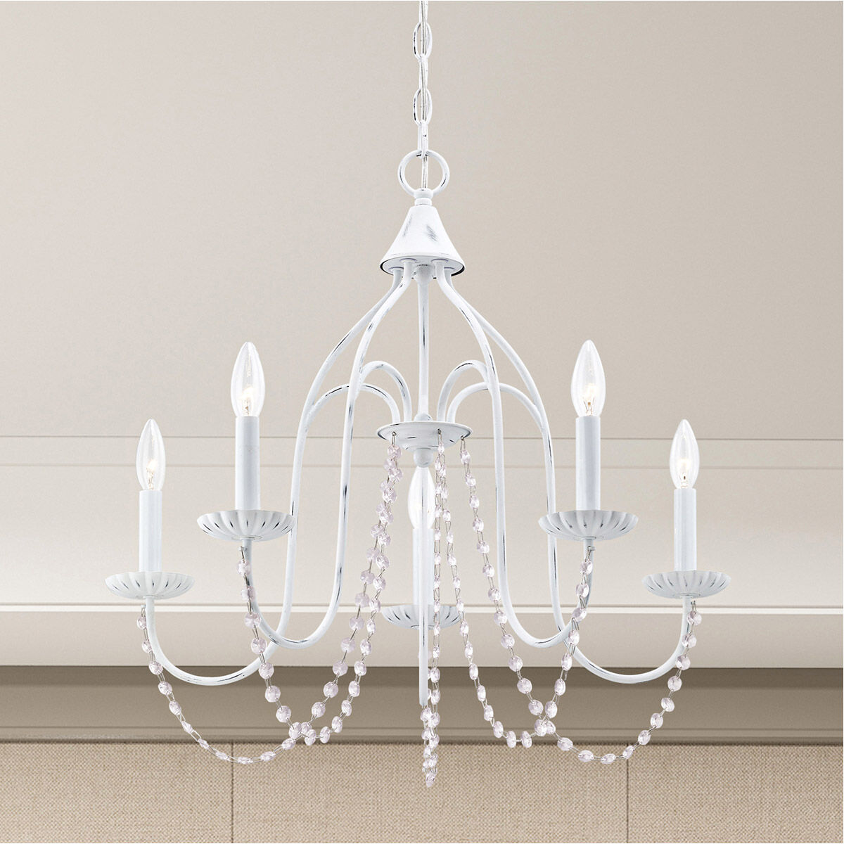 Alessia 5 Light 24 inch Antique White Chandelier Ceiling Light
