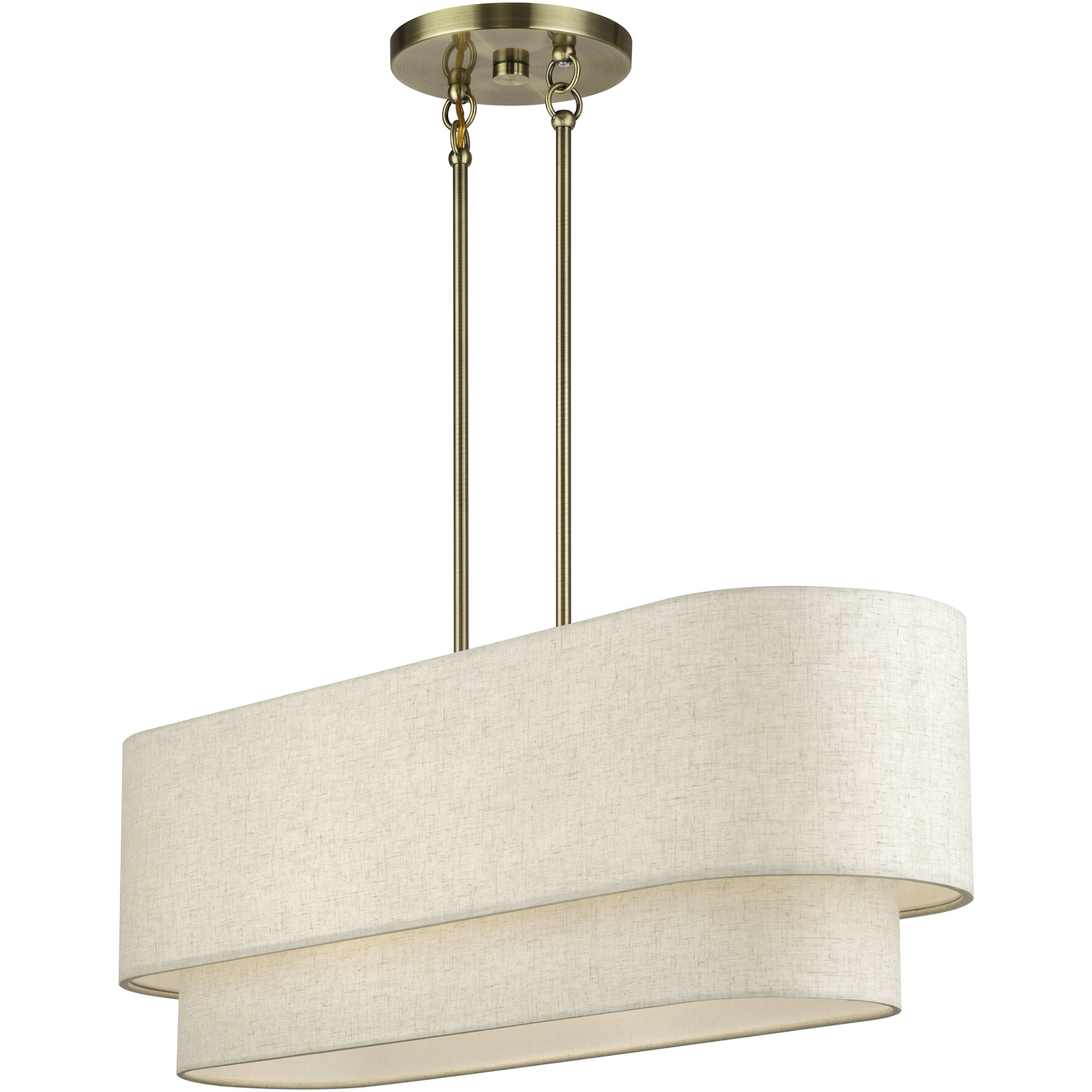 Manorwood 4 Light 36 inch Antique Brass Linear Chandelier Ceiling Light, Large