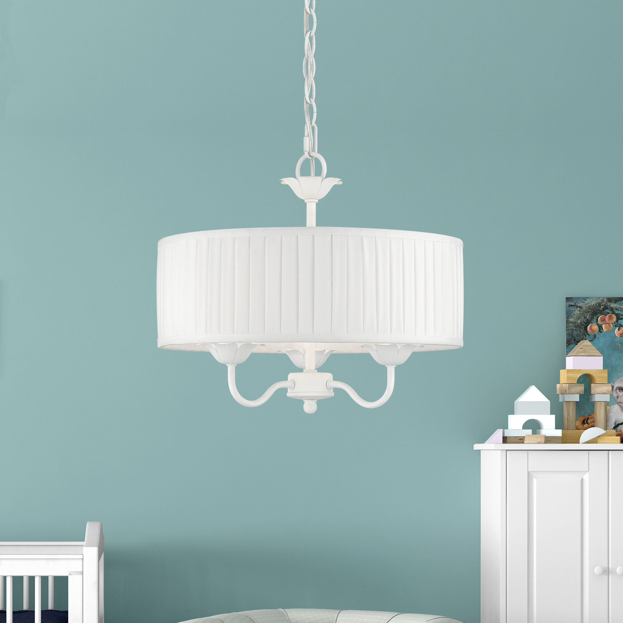 Edinburgh 3 Light 16 inch White Pendant Chandelier Ceiling Light
