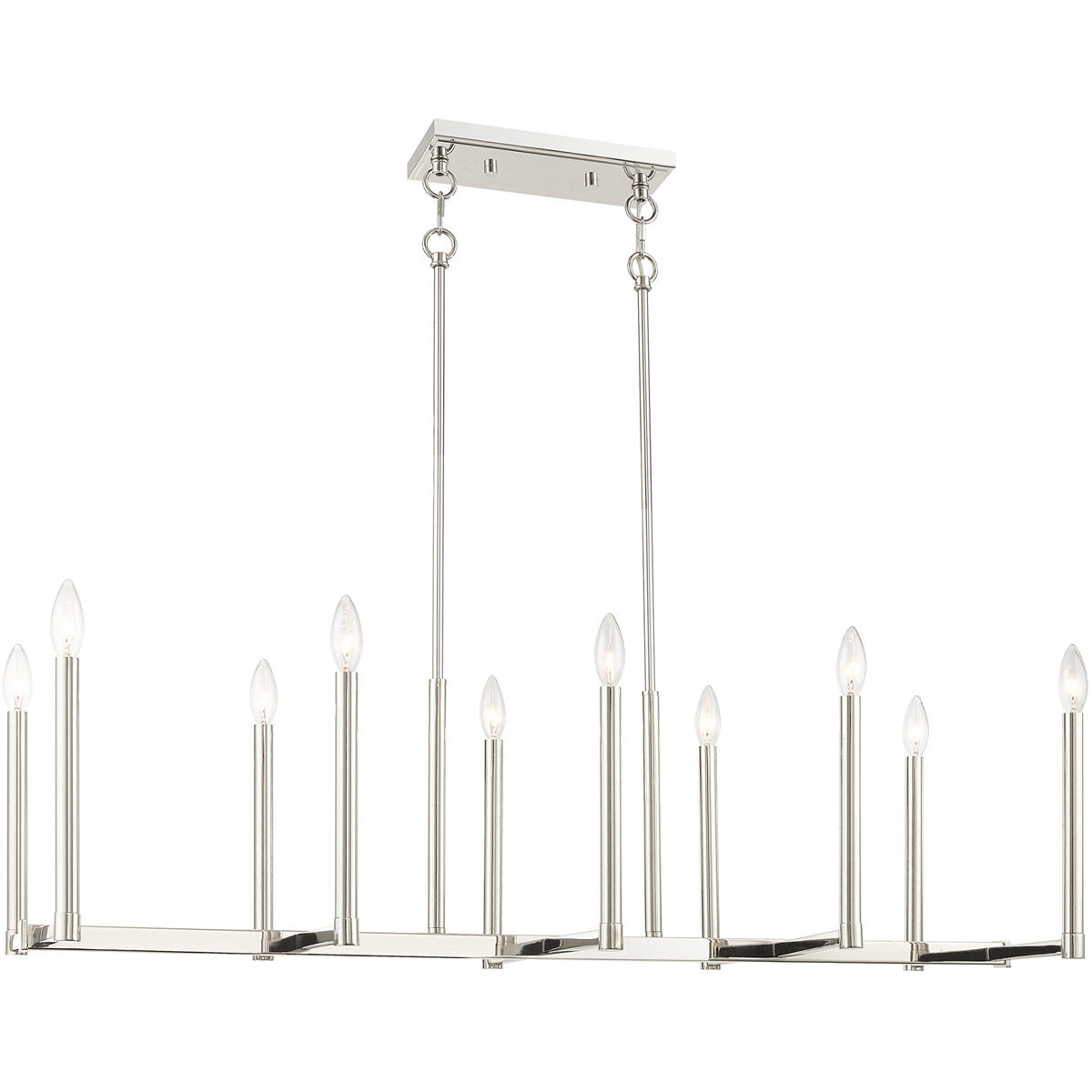 Alpine 10 Light 43 inch Polished Nickel Linear Chandelier Ceiling Light
