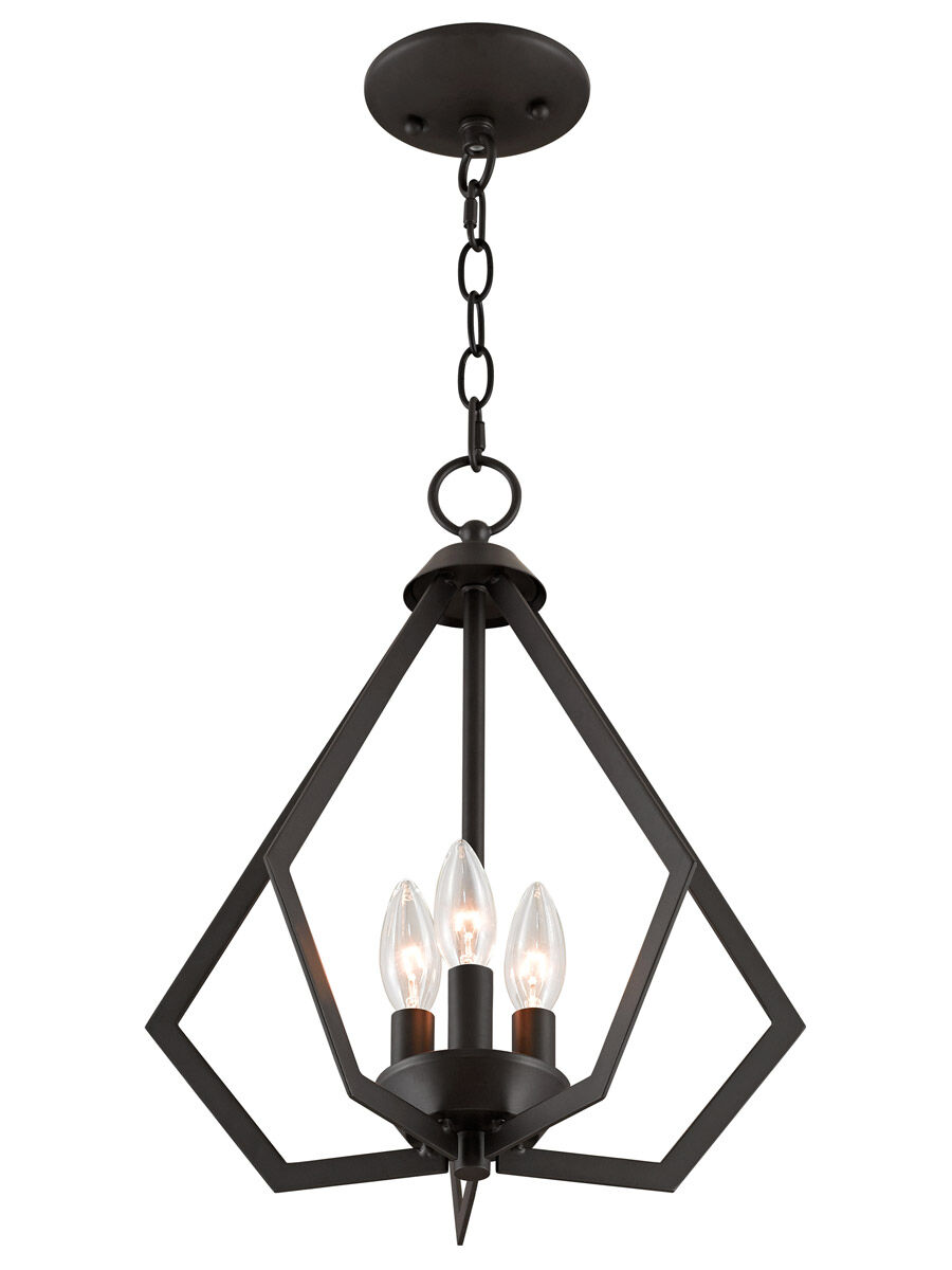 Prism 3 Light 14 inch Bronze Convertible Mini Chandelier/Ceiling Mount Ceiling Light