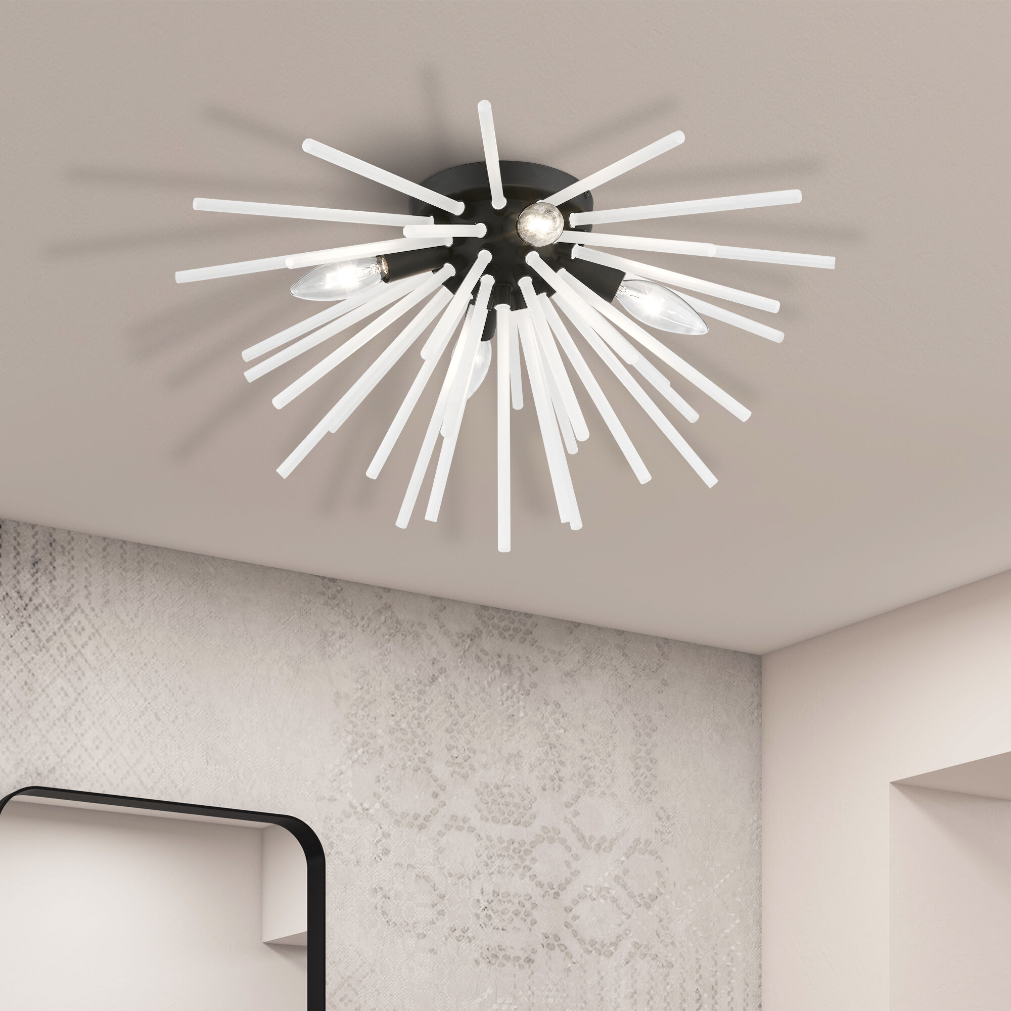 Uptown 4 Light 20 inch Black Flush Mount Ceiling Light