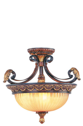 Villa Verona 3 Light 17 inch Verona Bronze with Aged Gold Leaf Accents Convertible Inverted Pendant/Ceiling Mount Ceiling Light