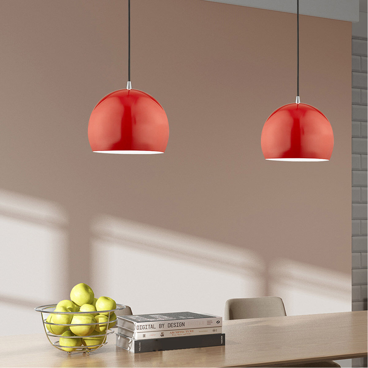 Allison 1 Light 10 inch Shiny Red Mini Pendant Ceiling Light