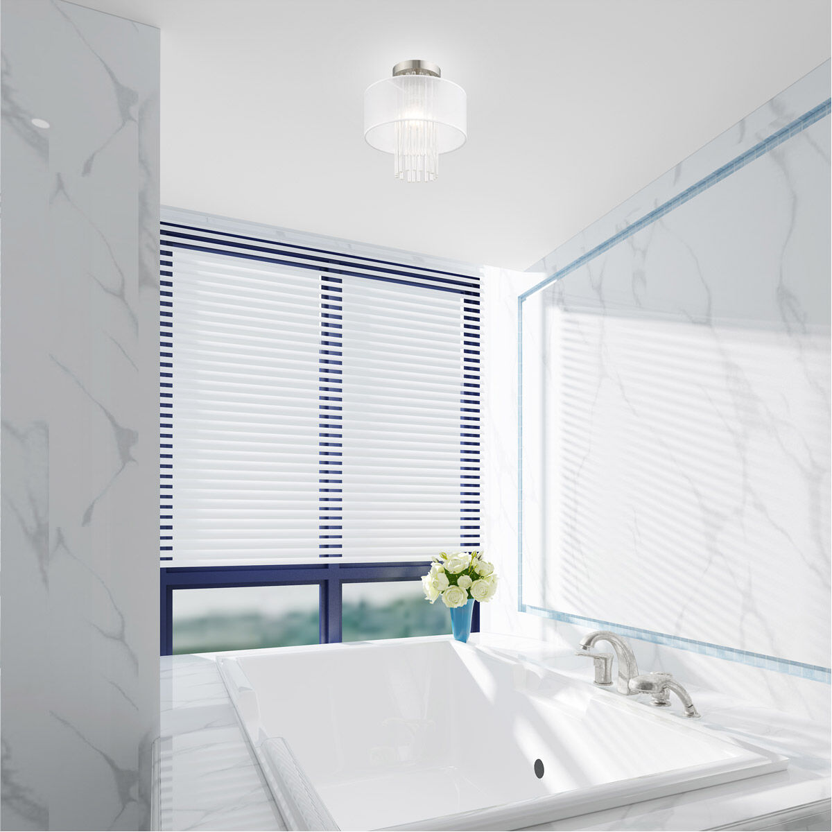 Alexis 1 Light 11 inch Brushed Nickel Semi-Flush Mount Ceiling Light