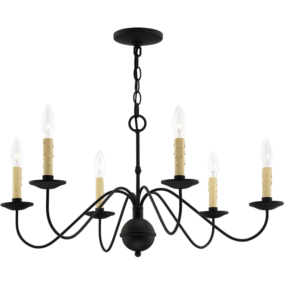 Heritage 6 Light 28 inch Black Chandelier Ceiling Light