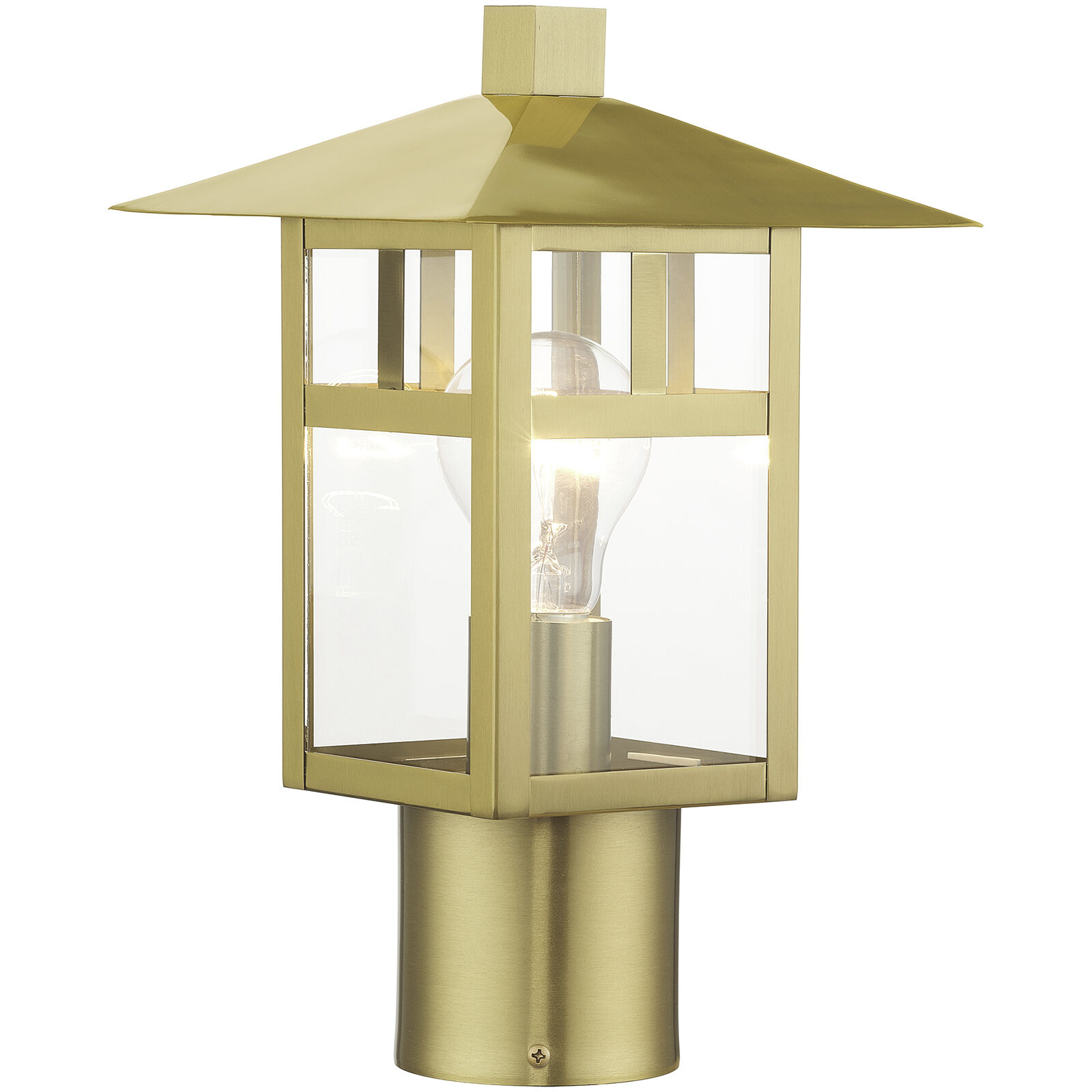 Crestlake 1 Light 11.75 inch Satin Gold Outdoor Post Top Lantern