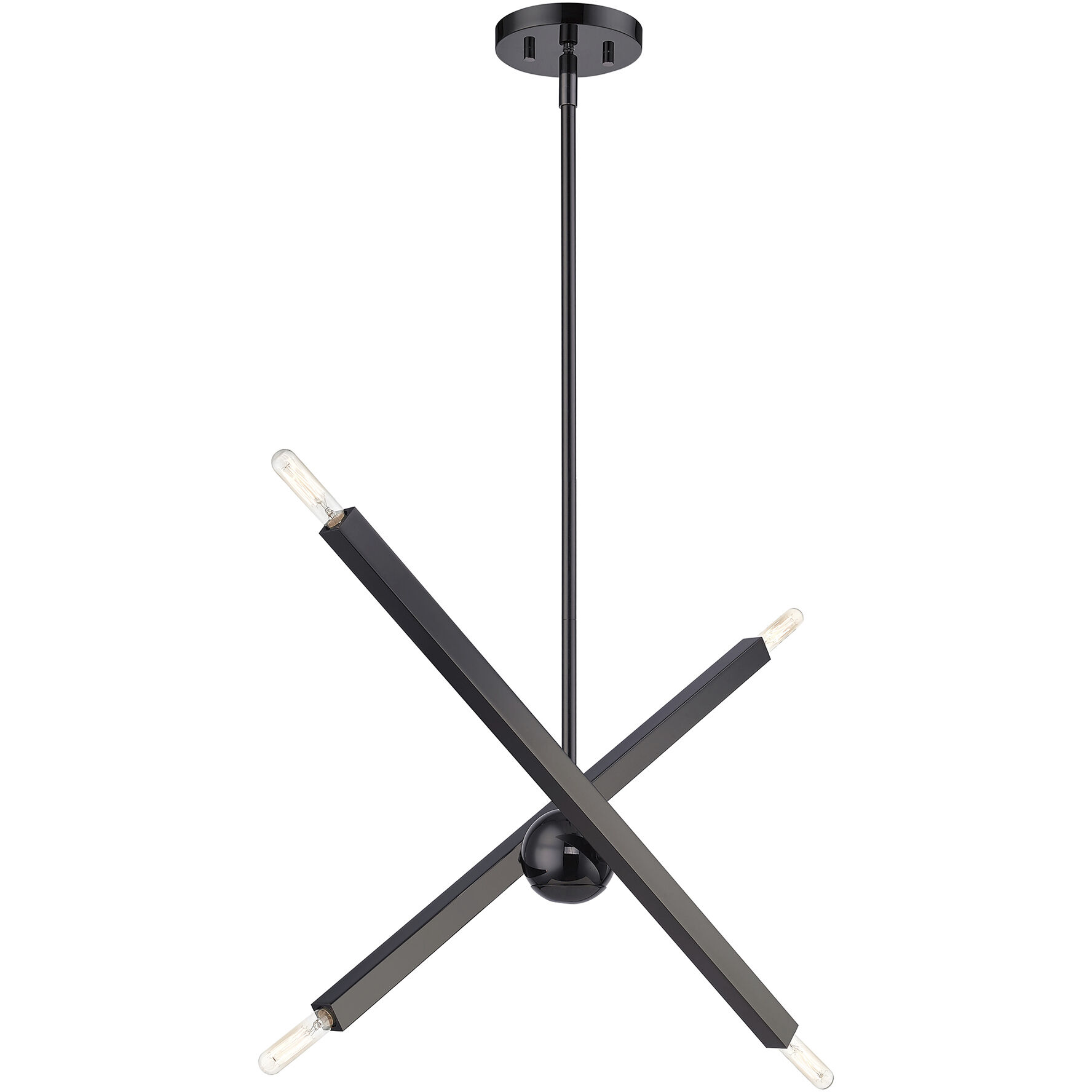 Monaco 4 Light 28 inch Black Chrome Linear Chandelier Ceiling Light