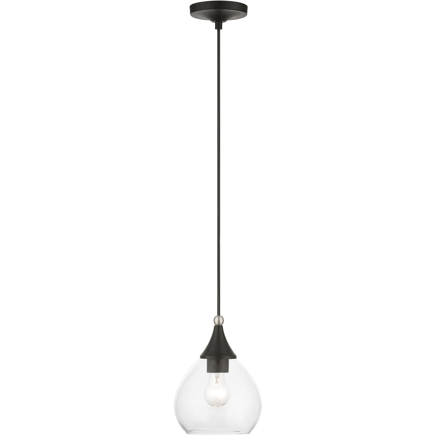 Catania 1 Light 7 inch Black with Brushed Nickel Accents Mini Pendant Ceiling Light