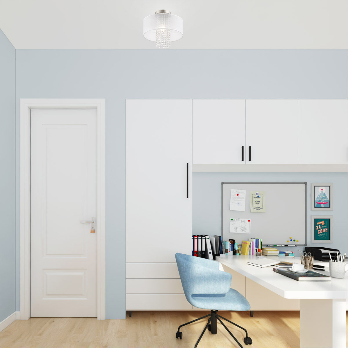 Bella Vista 1 Light 13 inch Brushed Nickel Semi-Flush Mount Ceiling Light