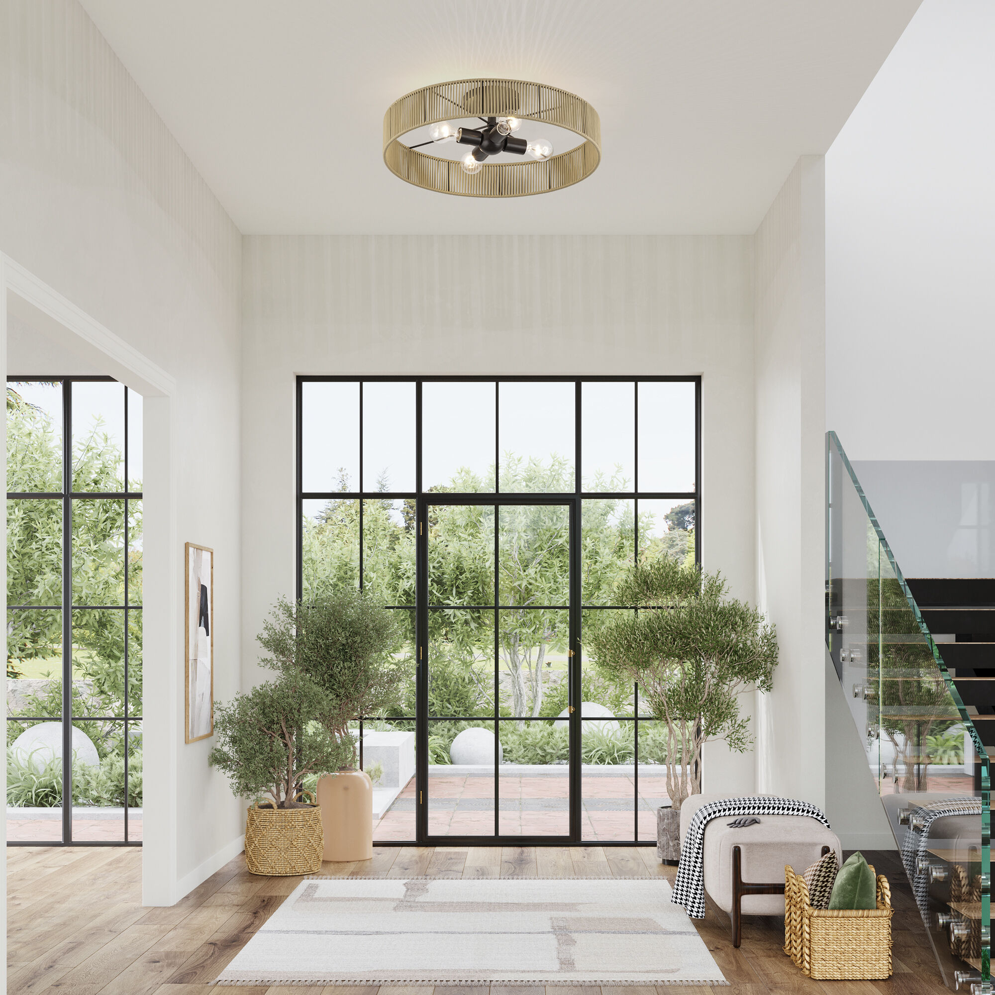 Goldiemesh 4 Light 22 inch English Bronze Semi Flush Mount Ceiling Light, Extra Large