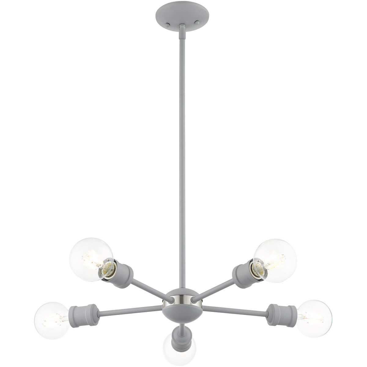 Lansdale 5 Light 19 inch Nordic Gray with Brushed Nickel Accents Chandelier Ceiling Light