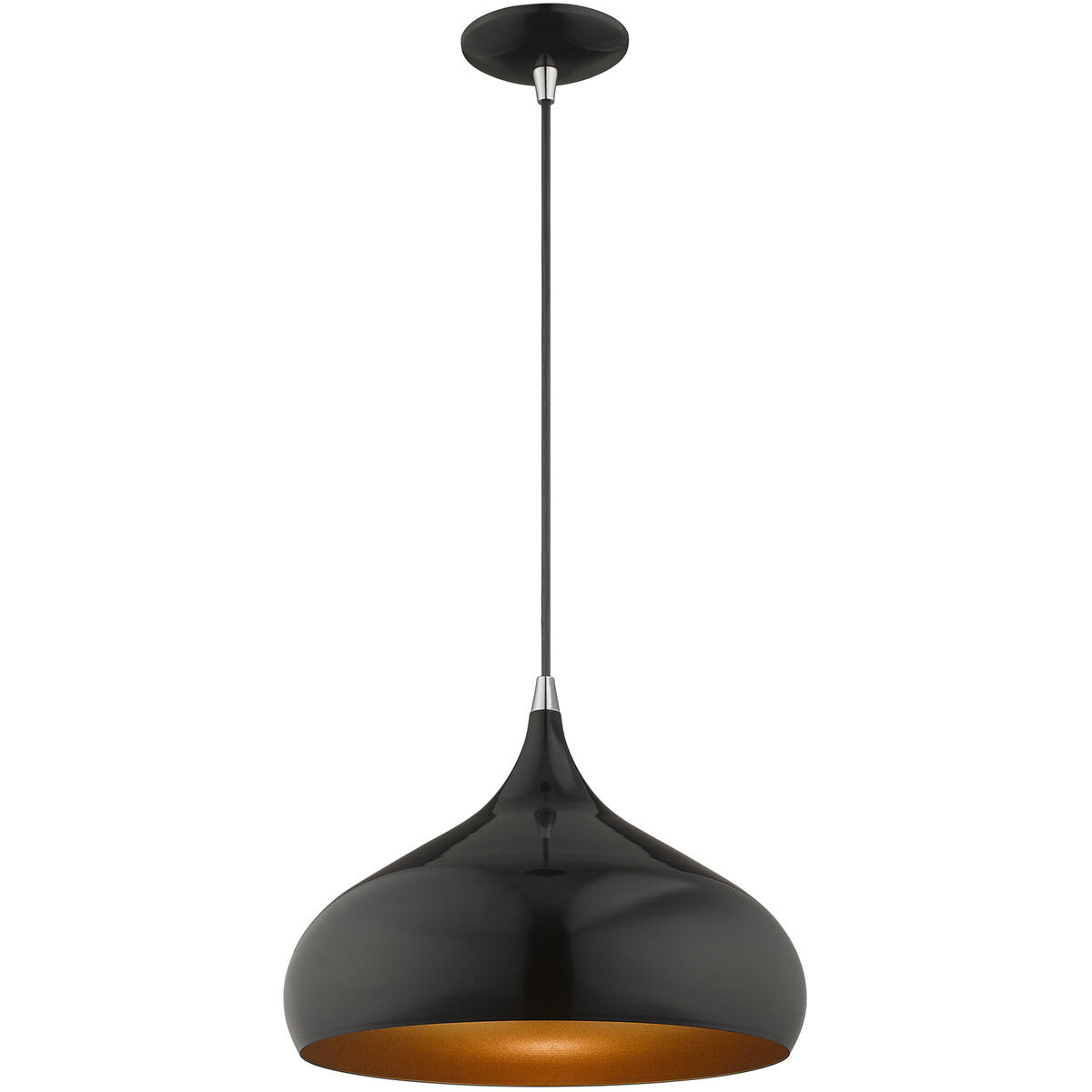 Allison 1 Light 14 inch Shiny Black Mini Pendant Ceiling Light