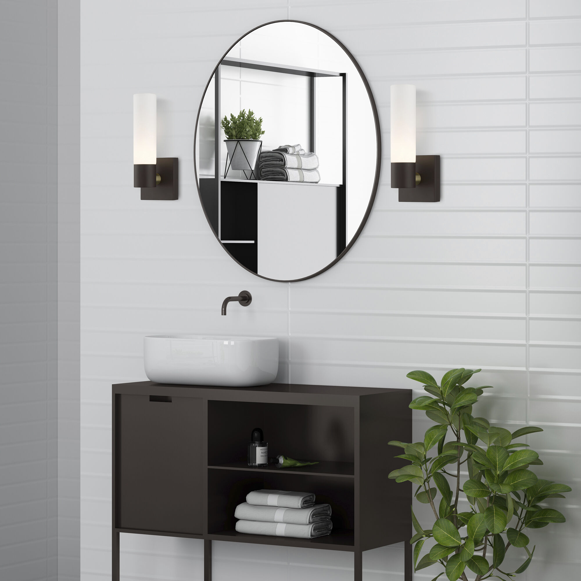 Aero ADA Wall Sconce Wall Light in Bronze with Antique Brass Accent