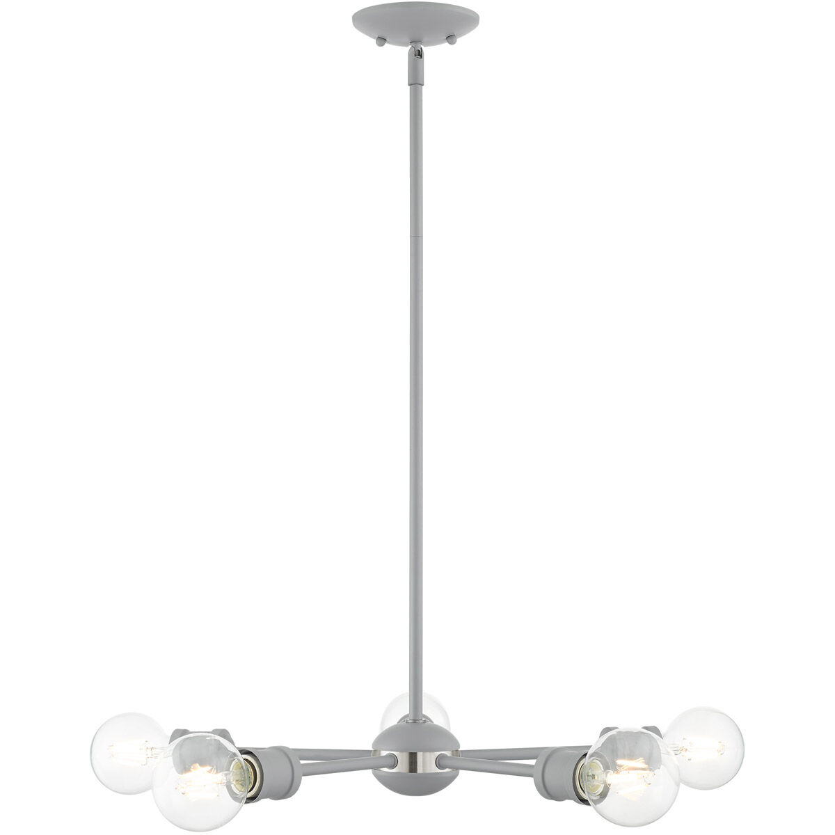 Lansdale 5 Light 19 inch Nordic Gray with Brushed Nickel Accents Chandelier Ceiling Light