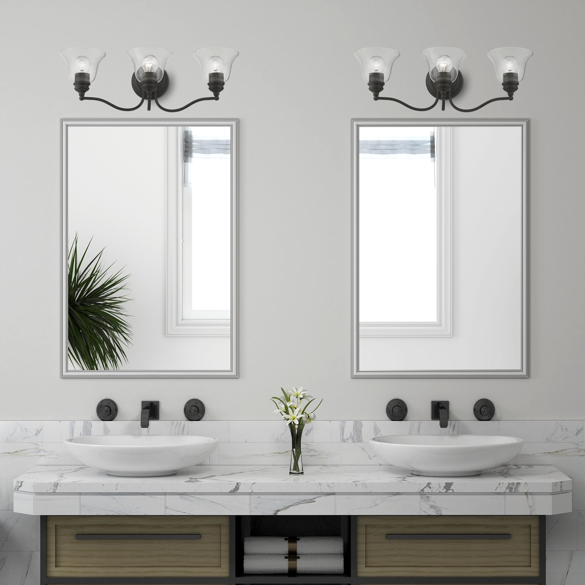 Moreland 3 Light 24 inch Black Vanity Sconce Wall Light