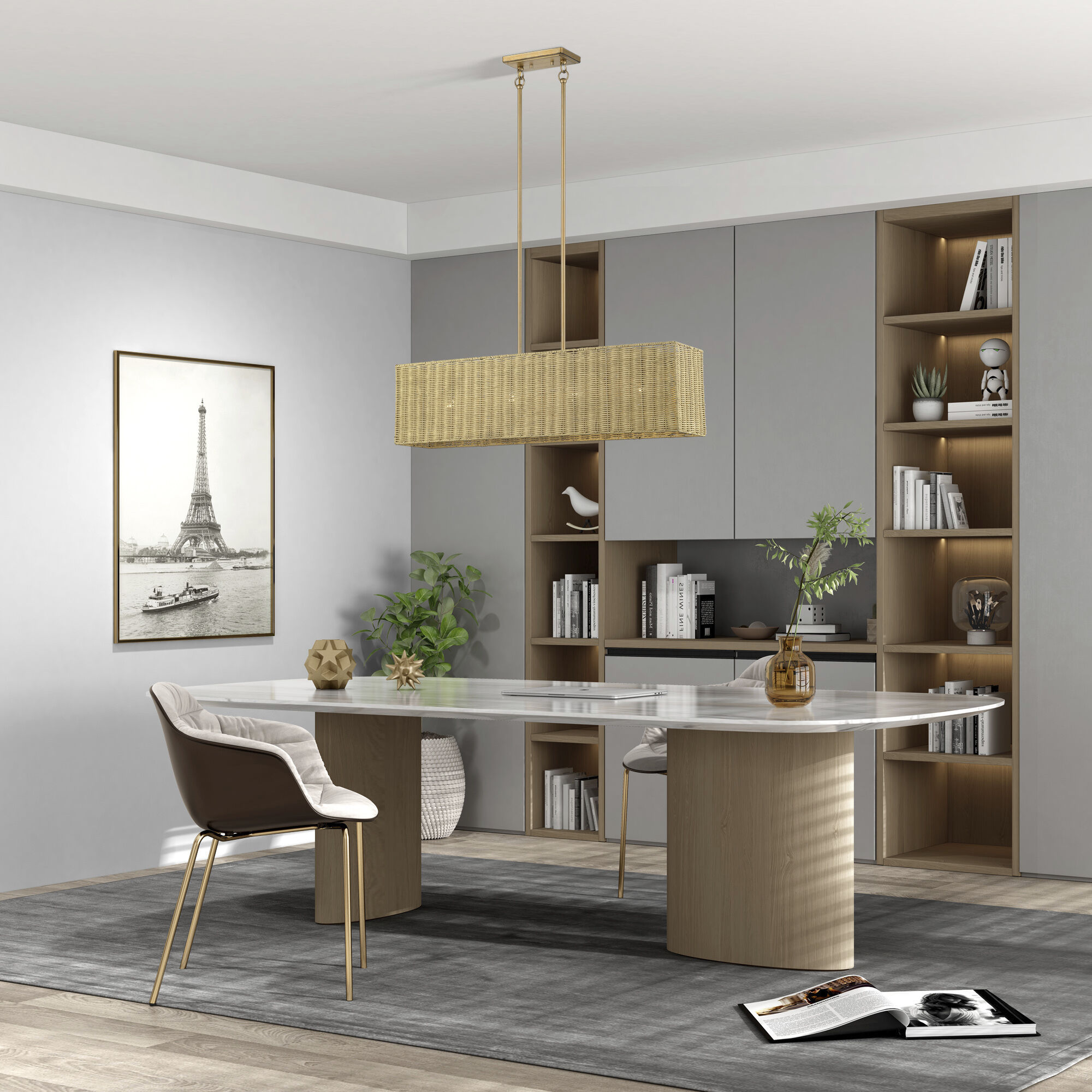 Weavington 4 Light 36 inch Antique Gold Leaf Linear Chandelier Ceiling Light, Large