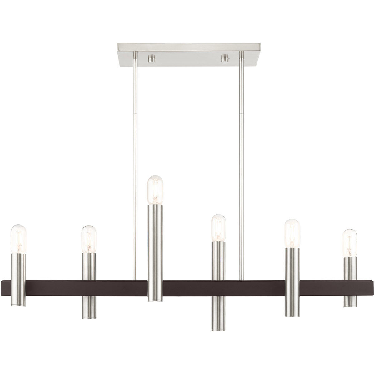 Helsinki 6 Light 8.25 inch Brushed Nickel with Bronze Accents Chandelier Ceiling Light