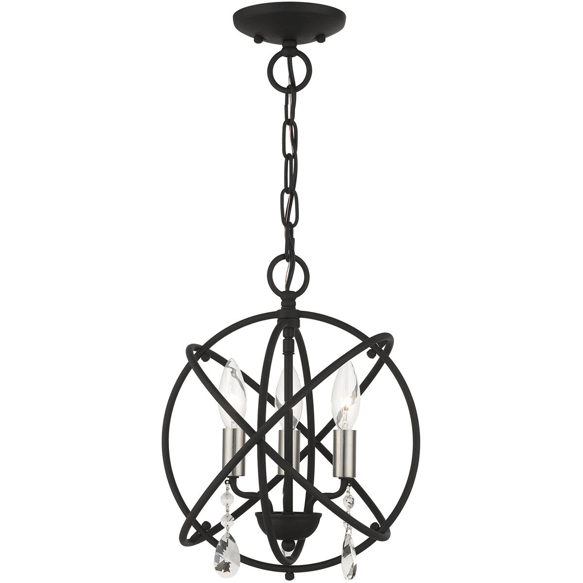 Aria 3 Light 13 inch Black Convertible Chandelier / Semi Flush Ceiling Light