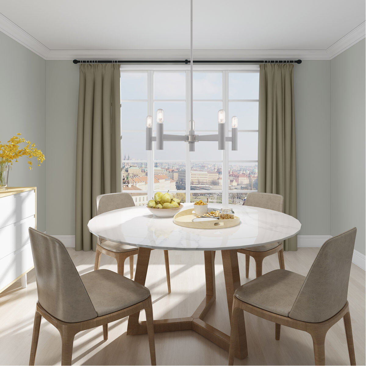 Copenhagen 5 Light 25 inch Nordic Gray Chandelier Ceiling Light