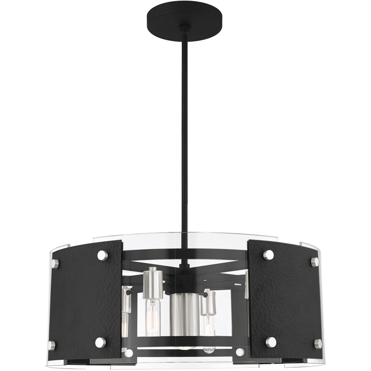 Barcelona 7 Light 27 inch Black with Brushed Nickel Accents Pendant Chandelier Ceiling Light