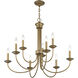 Estate 9 Light 30 inch Antique Gold Leaf Chandelier Ceiling Light, Large, 2-Tier