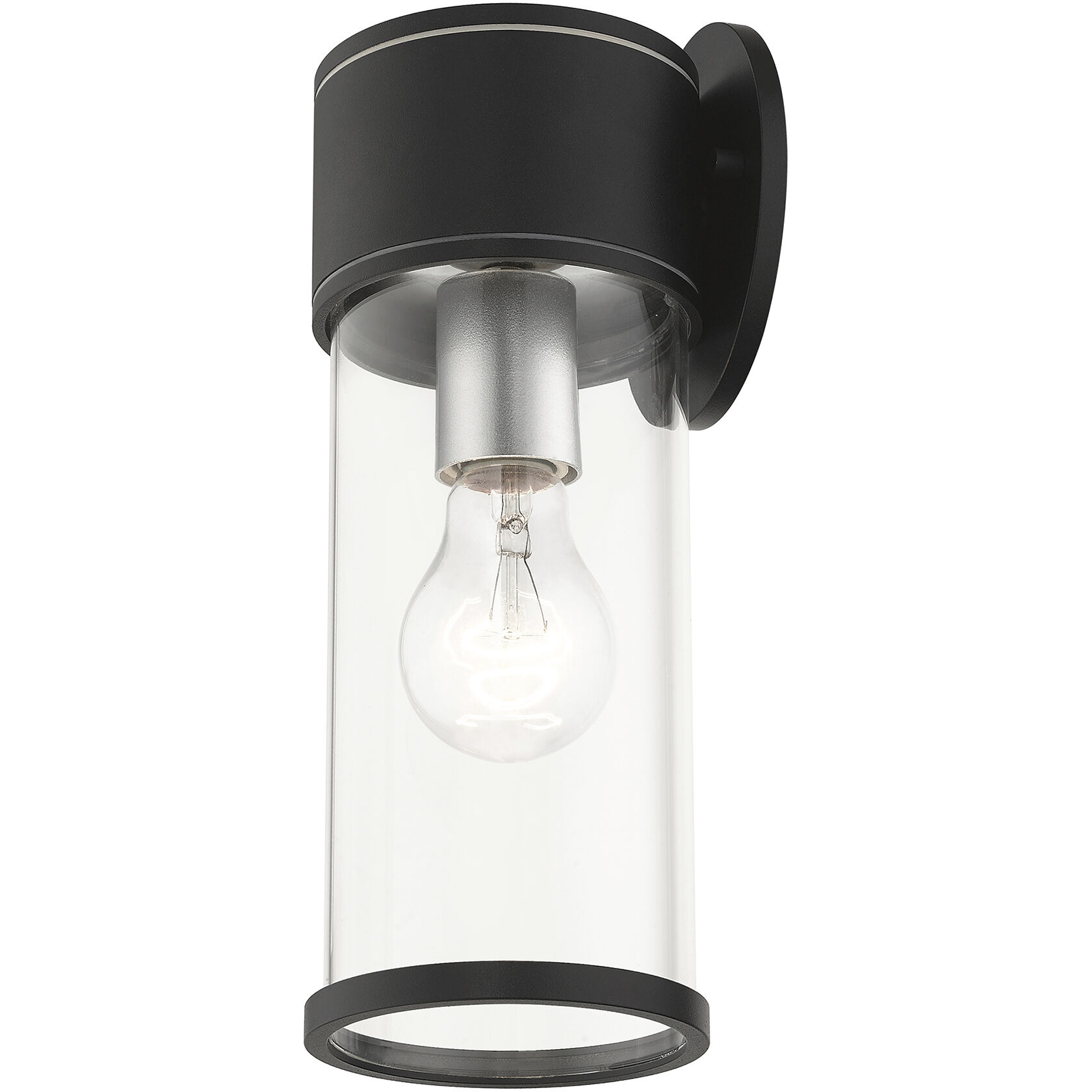 Atlantic 1 Light 4.5 inch Textured Black with Antique Silver Finish Accents Outdoor Medium Wall Lantern Wall Light