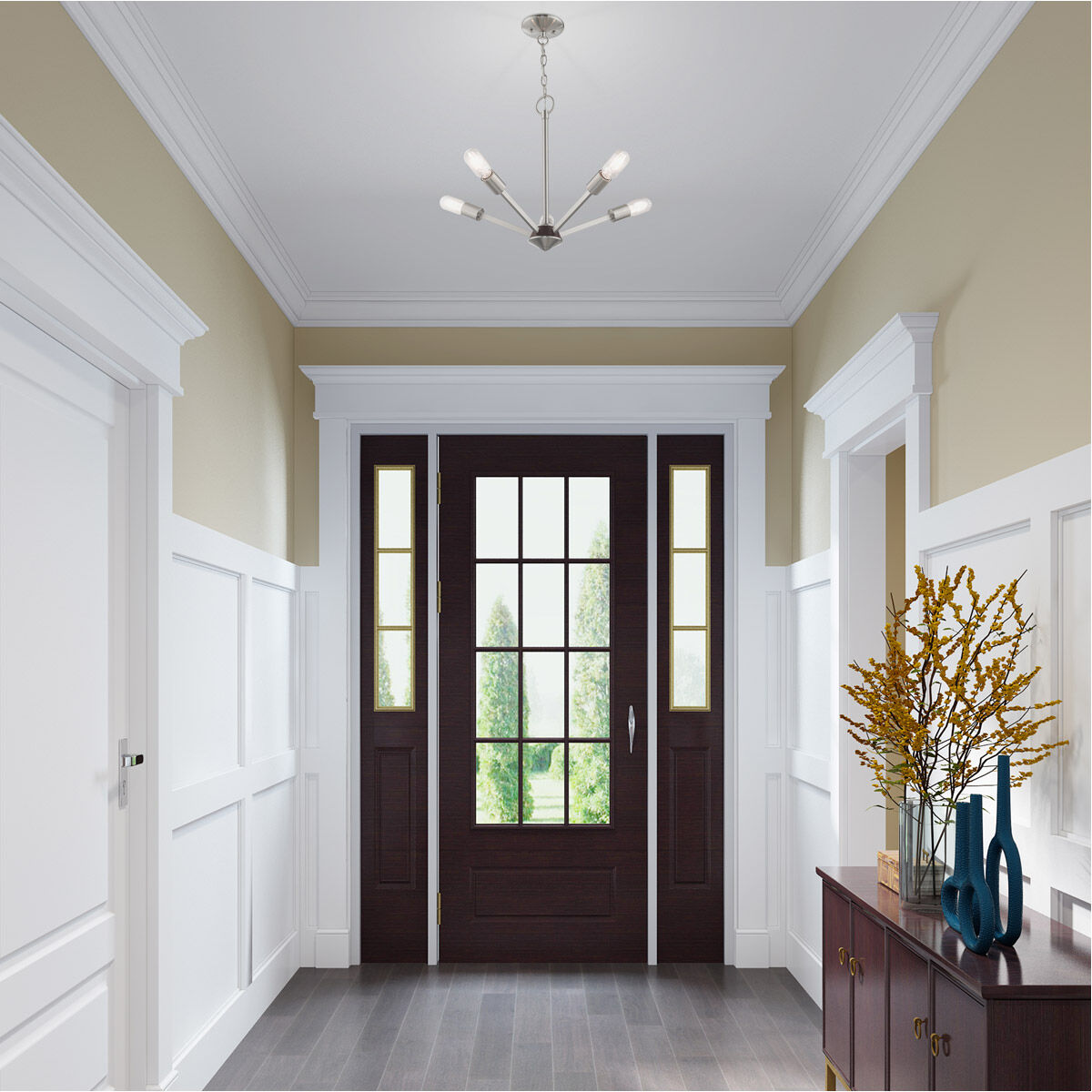 Prague 5 Light 20 inch Brushed Nickel Chandelier Ceiling Light