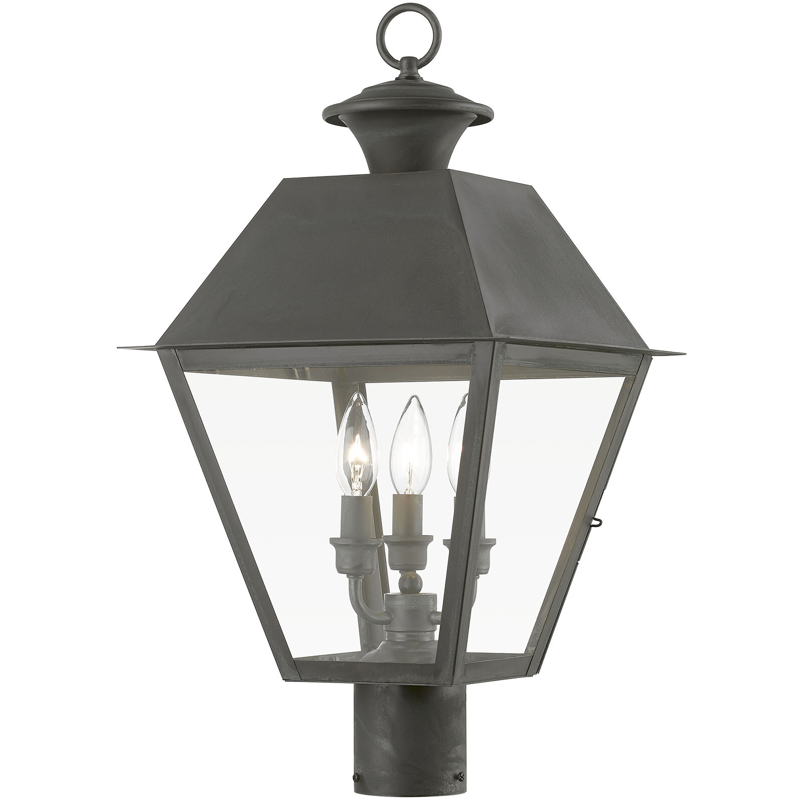 Wentworth 3 Light 22 inch Charcoal Outdoor Post Top Lantern, Large