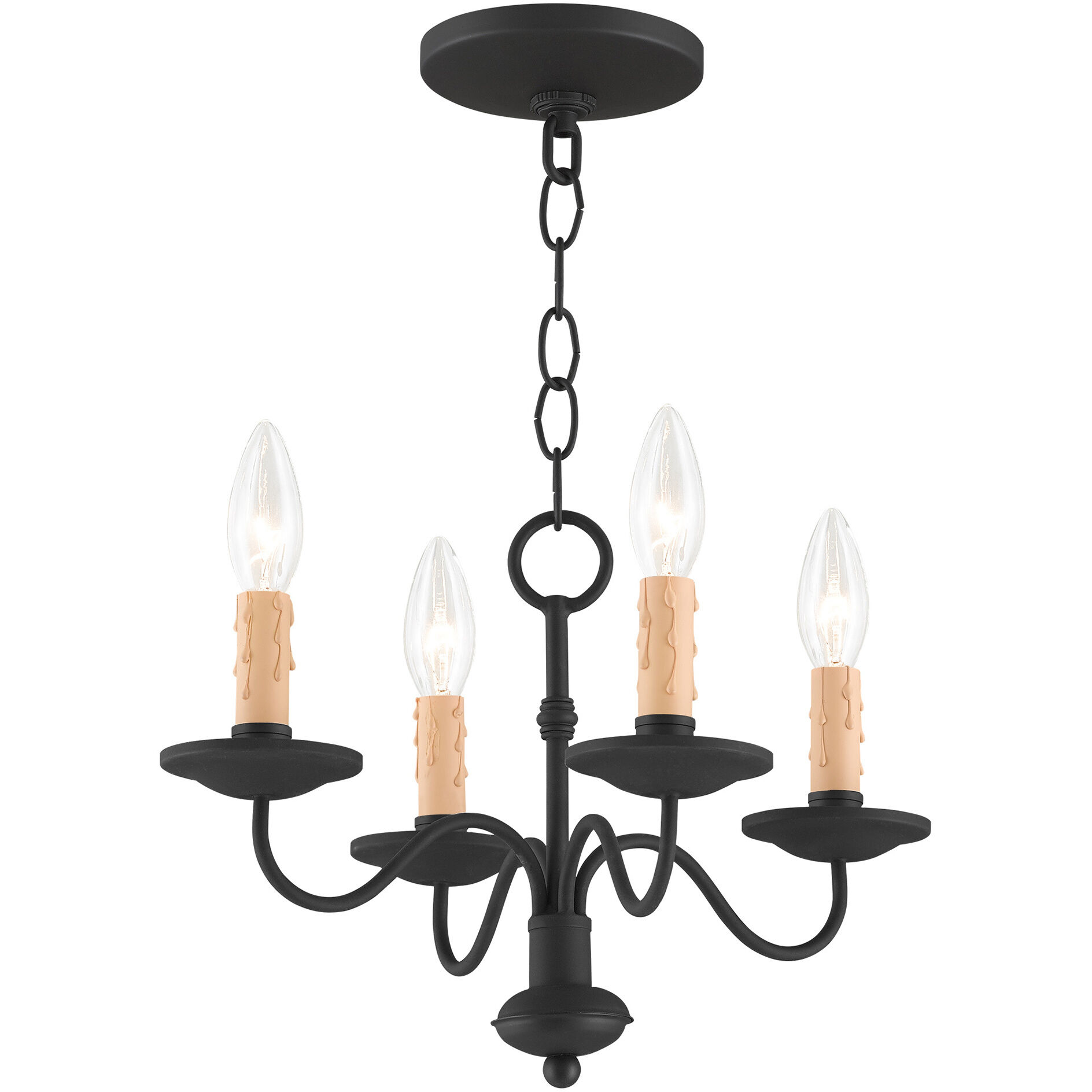 Heritage 4 Light 15 inch Black Mini Chandelier Ceiling Light