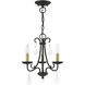 Daphne 3 Light 13.88 inch Black with Antique Brass Finish Accents Mini Chandelier Ceiling Light in Black with Antique Brass Accents