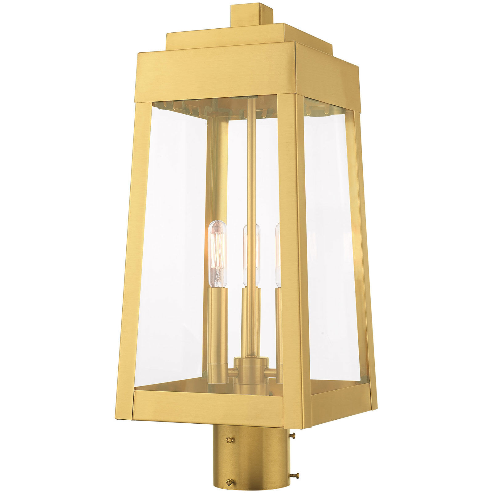 Oslo 3 Light 20 inch Satin Brass Outdoor Post Top Lantern
