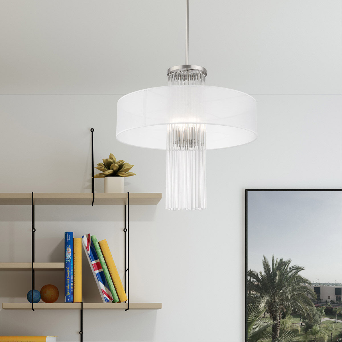 Alexis 4 Light 24 inch Brushed Nickel Pendant Chandelier Ceiling Light