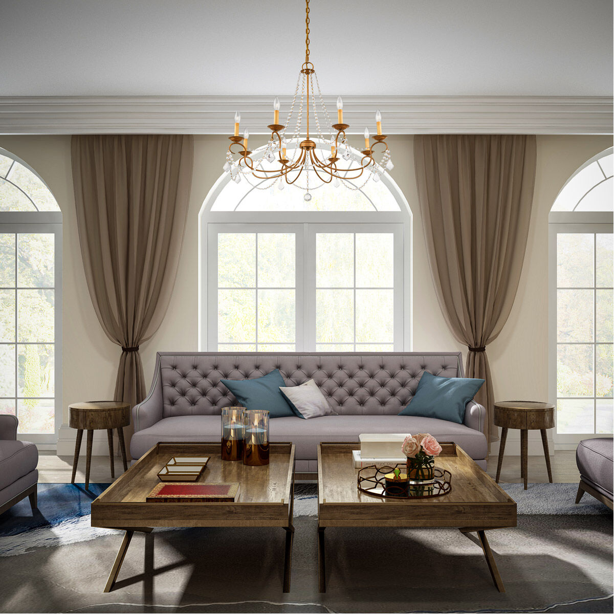 Pennington 8 Light 34 inch Antique Gold Leaf Chandelier Ceiling Light