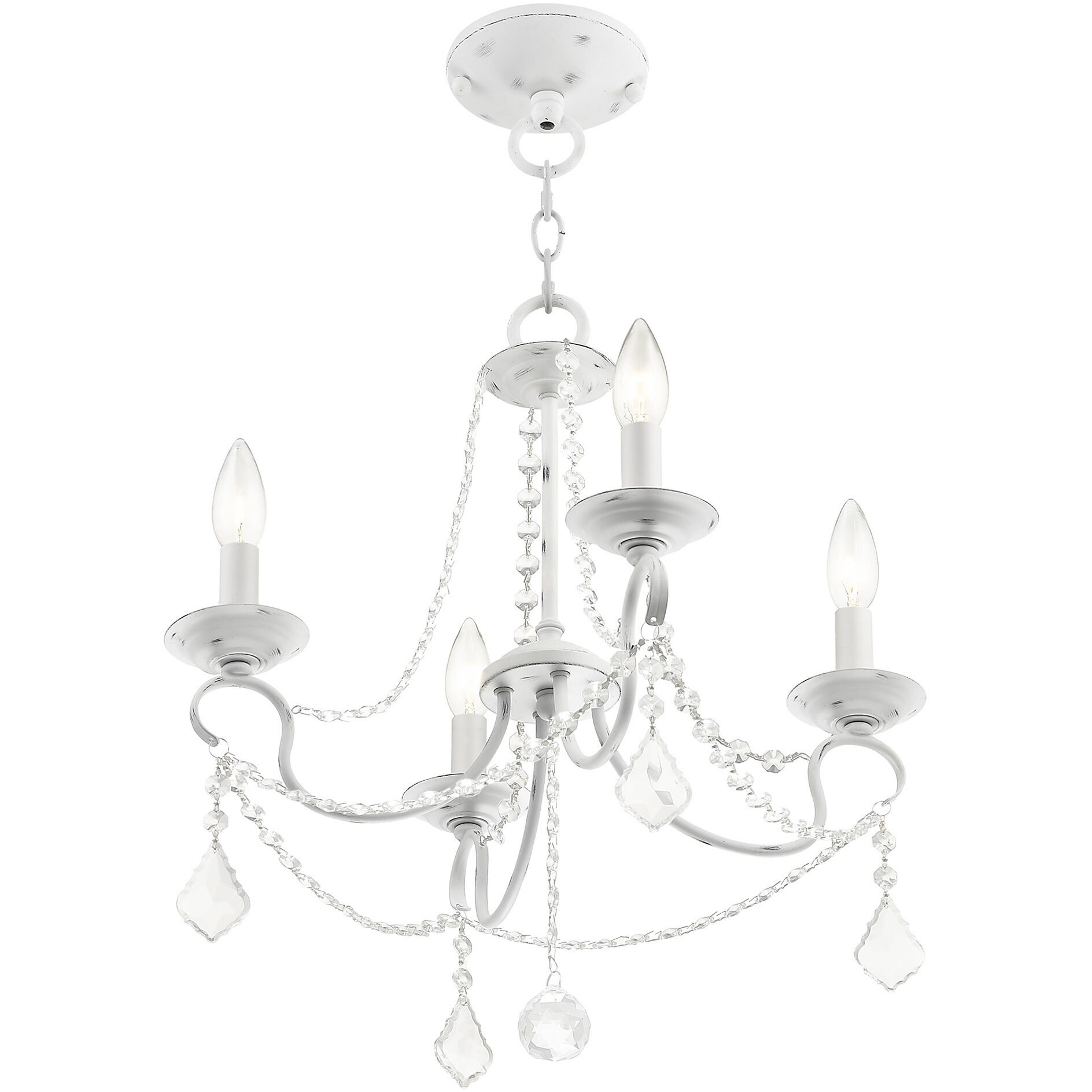 Pennington 4 Light 18 inch Antique White Convertible Mini Chandelier/Ceiling Mount Ceiling Light