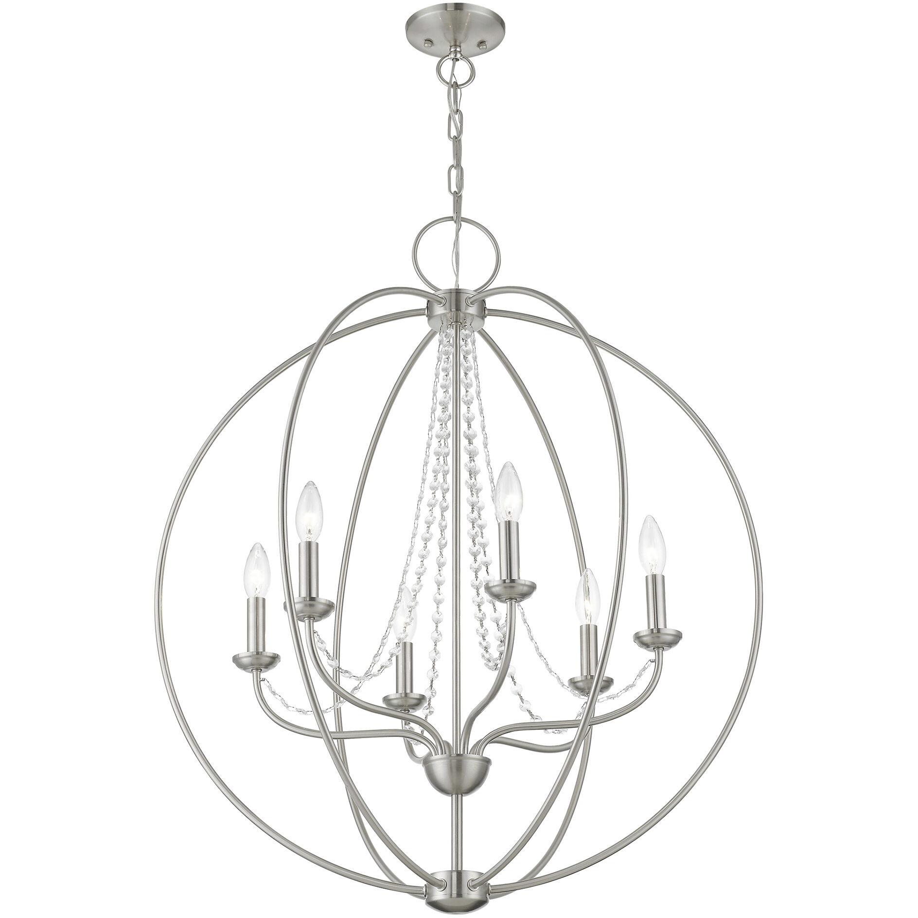 Arabella 6 Light 28 inch Brushed Nickel Pendant Chandelier Ceiling Light, Globe