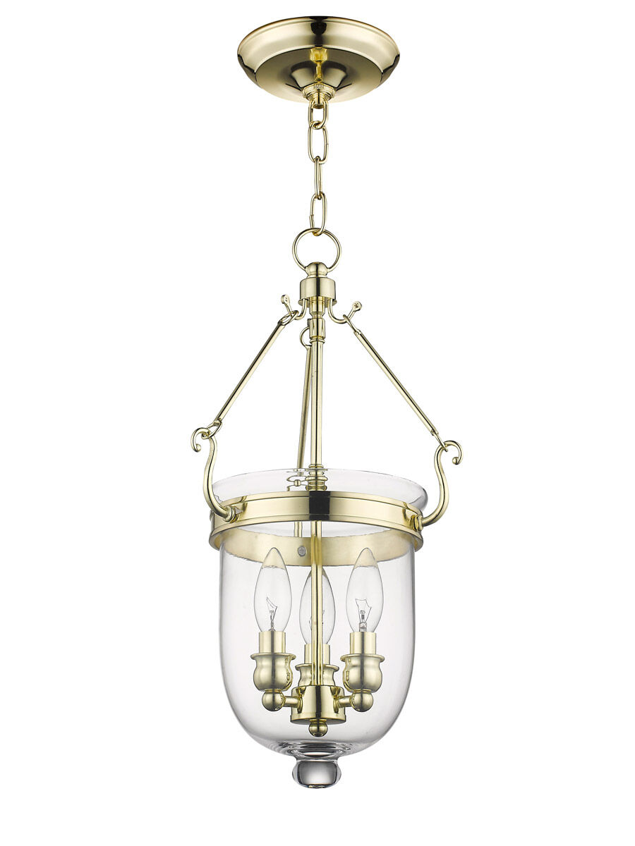 Jefferson 3 Light 10 inch Polished Brass Chain Lantern