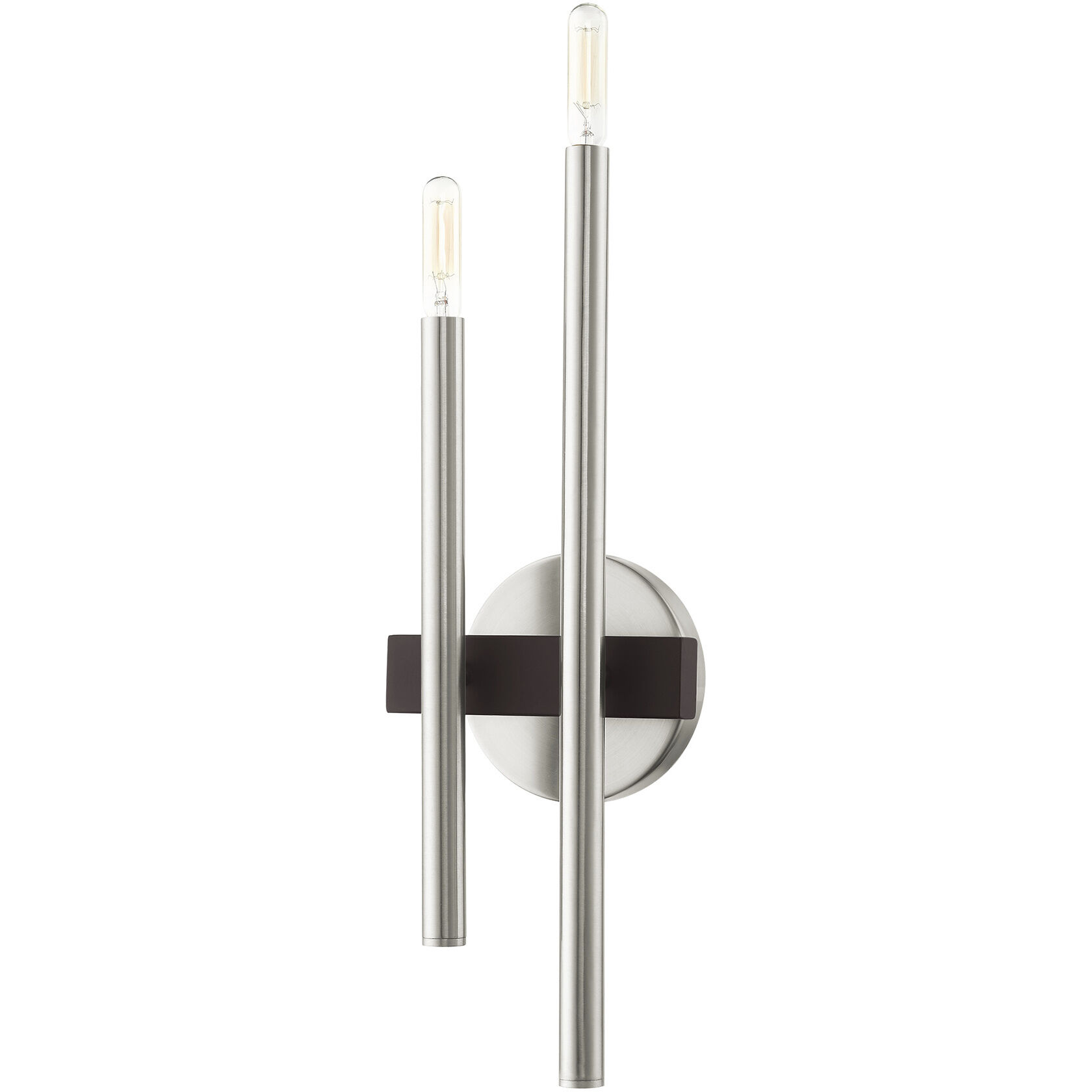 Denmark 2 Light 7 inch Brushed Nickel with Bronze Accents ADA Sconce Wall Light
