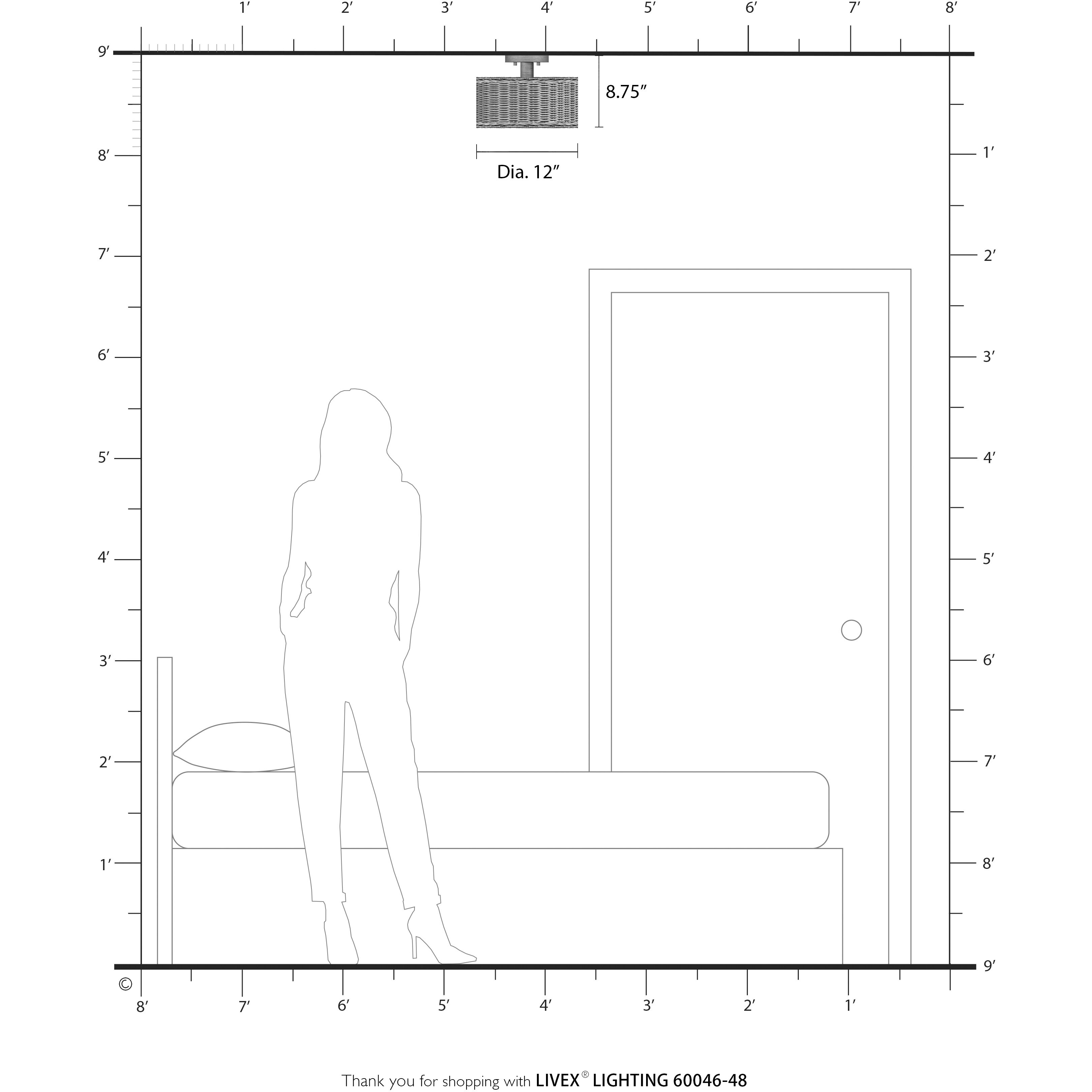 Weavington 1 Light 12 inch Antique Gold Leaf Semi Flush Mount Ceiling Light, Medium