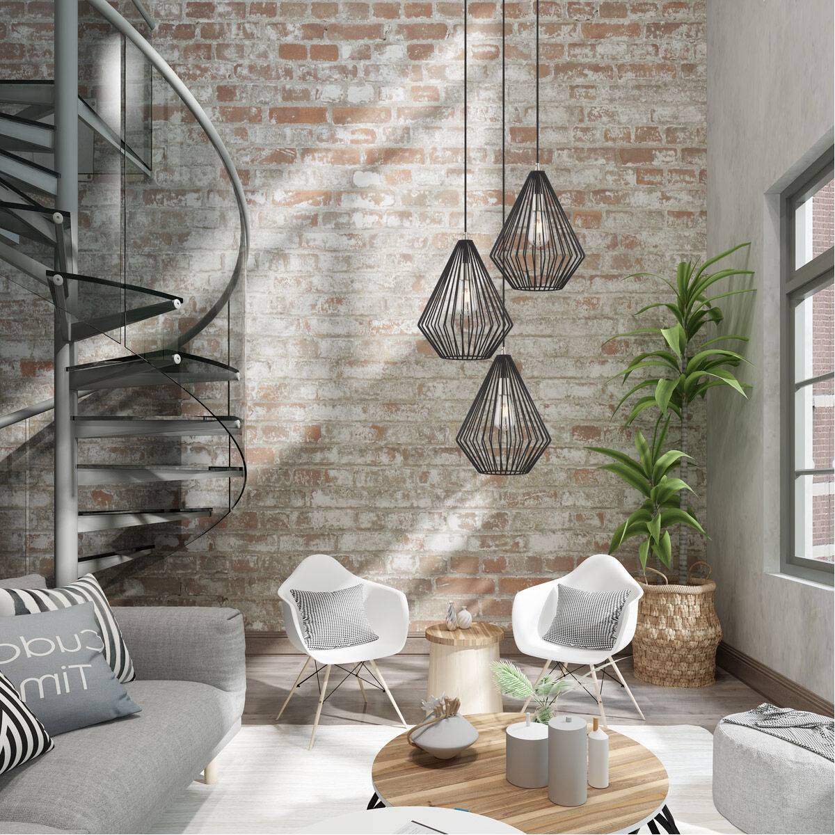 Geometric 1 Light 11.5 inch Black Mini Pendant Ceiling Light