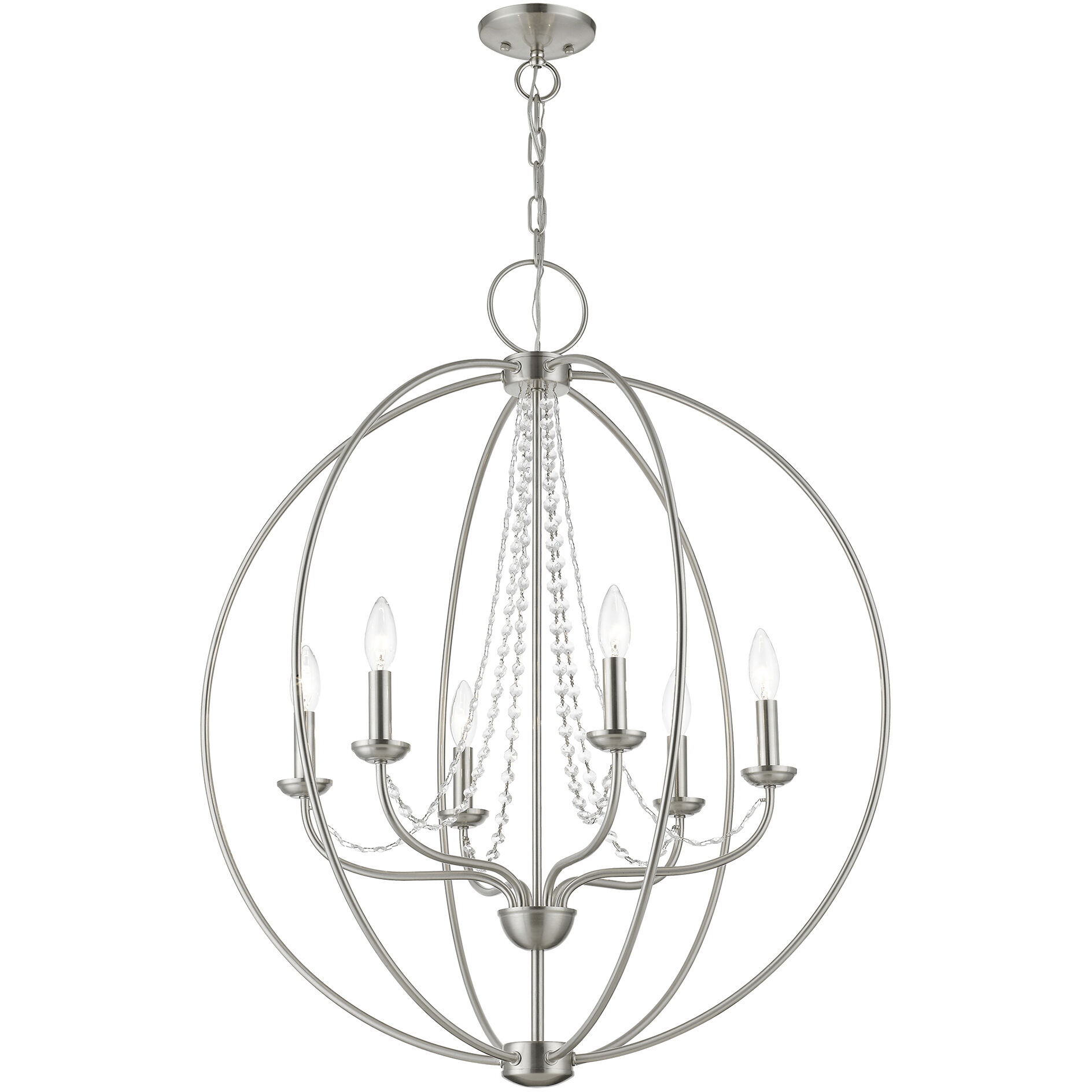 Arabella 6 Light 28 inch Brushed Nickel Pendant Chandelier Ceiling Light, Globe