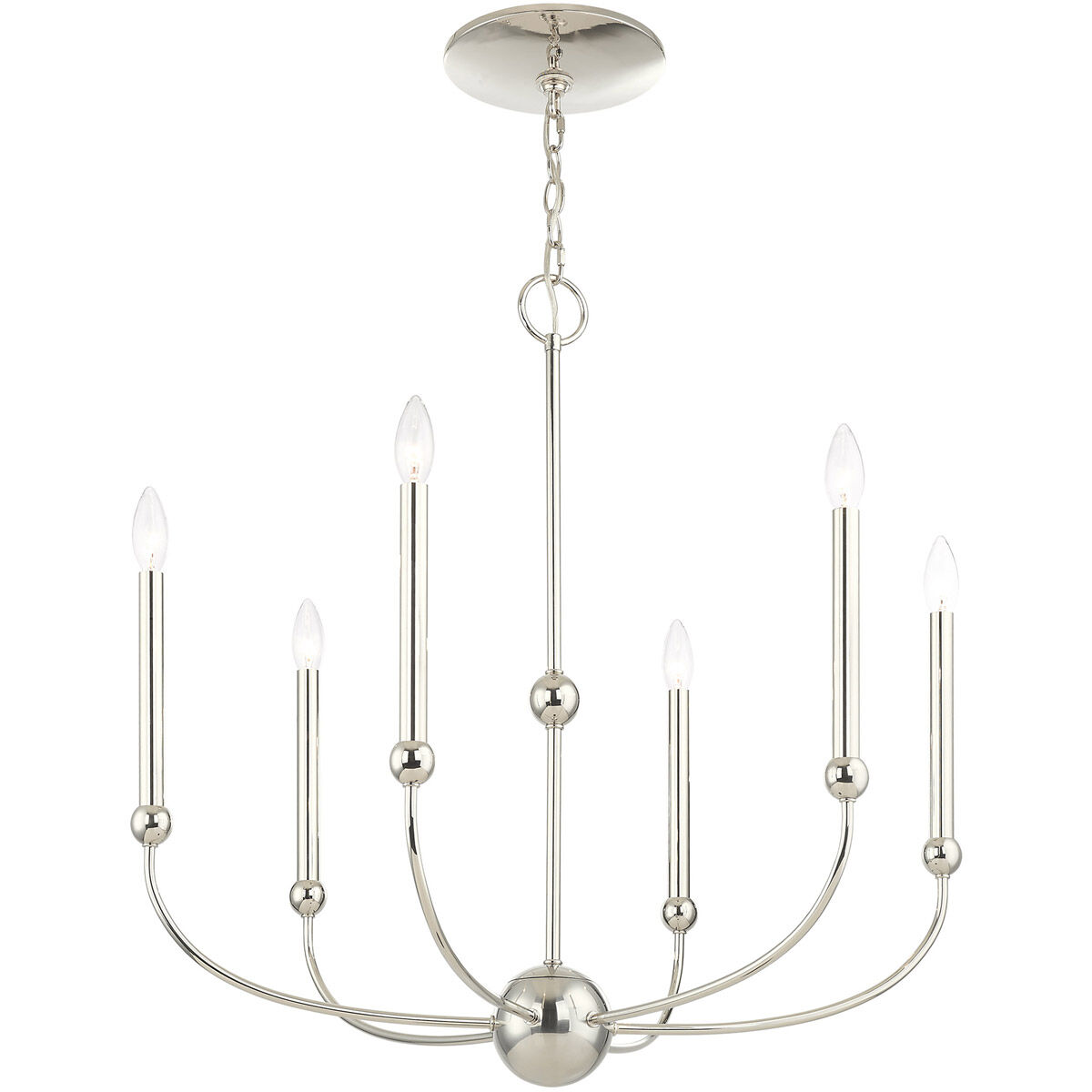 Cortlandt 6 Light 28 inch Polished Nickel Chandelier Ceiling Light